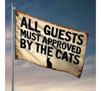 Bandiere piccole che tutti gli ospiti devono approvare dai gatti. Bandiera divertente da giardino decorazione camper (152 x 244 cm)