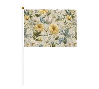 Bandiere piccole con fiori selvatici ad acquerello, margherite e tulipani, mini bandiere su bastone per feste, attività di squadra, sfilate, decorazione per le vacanze, confezione da 10