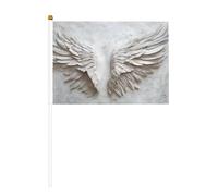 Bandiere piccole con piume bianche, piccole bandiere da tenere in mano, mini bandiere su bastone per feste, attività di squadra, parate, decorazione per vacanze, confezione da 10