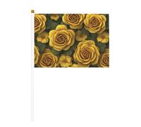Bandiere piccole con rose gialle, mini bandiere su bastone per feste, attività di squadra, parate, decorazione per vacanze, confezione da 10