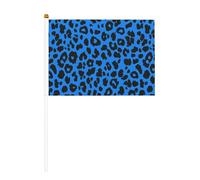 Bandiere piccole con stampa leopardata blu e nera, mini bandiere su bastone per feste, attività di squadra, parate, decorazione per vacanze, confezione da 10