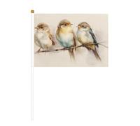 Bandiere piccole con tre uccellini, mini bandiere su bastone per feste, attività di squadra, parate, decorazione per vacanze, confezione da 10