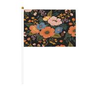 Bandiere piccole da tenere in mano con fiori arancioni, blu e rosa, mini bandiere su bastone per feste, attività di squadra, parate, decorazione per vacanze, confezione da 10