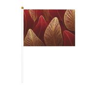 Bandiere piccole da tenere in mano con foglia rossa e oro, mini bandiere su bastone per feste, attività di squadra, parate, decorazione per vacanze, confezione da 10