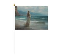 Bandiere piccole da tenere in mano con la donna sola in piedi sulla spiaggia, mini bandiere su bastone per feste, attività di squadra, parate, decorazione per le vacanze, confezione da 10