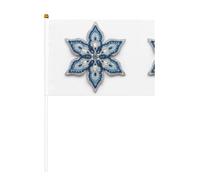 Bandiere piccole da tenere in mano con motivo mandala a fiocco di neve, in argento e blu, mini bandiere su bastone per feste, attività di squadra, sfilate, decorazione per le vacanze, confezione da 10