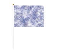 Bandiere piccole da tenere in mano con motivo marmorizzato blu e bianco, mini bandiere su bastone per feste, attività di squadra, parate, decorazione per le vacanze, confezione da 10