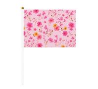 Bandiere piccole da tenere in mano, con rose e margherite, rosa pastello, mini bandiere su bastone per feste, attività di squadra, sfilate, decorazione per le vacanze, confezione da 10