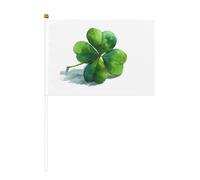 Bandiere piccole da tenere in mano, con scritta "Happy St. Patrick'S Day With A Shamrock", mini bandiere su bastone per feste, attività di squadra, parate, decorazione per le vacanze, confezione da 10