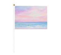 Bandiere piccole palmari rosa pastello dell'oceano e del cielo, mini bandiere su bastone per feste, attività di squadra, parate, decorazione per le vacanze, confezione da 10