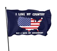 Bandiere Pirata 90X150Cm I Love My Country But I Hate My Government Durevole Ristoranti Flag Doppia Cucitura Bandierine Della Decorazione Per All'Aperto,Celebrazione