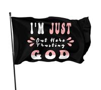 Bandiere Pirata 90X150Cm I'M Just Out Here Trusting God Decorative All'Aperto Bandieras Da Balcone Classica Bandierine Della Decorazione Per Interno,Esterno