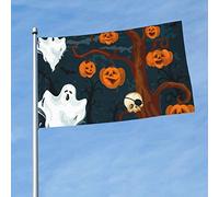 Bandiere Pirata Teschio Scheletro Zucca Notte Di Halloween Durevole Bandiera Resistente Ai Raggi Uv Garden Flag Per Conferenza Raduni Esterno 3X5Ft