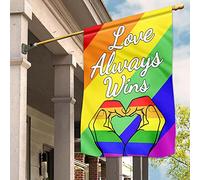 Bandiere Pirati Deluxe Bandiera Da Giardino Doppio Lato Bandiera Da Cortile Decorazione Per Fattoria Cortile Giardino L'Amore Vince Sempre, Mano, Cuore, Mese Dell'Orgoglio Lgbt S