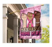 Bandiere Pirati Deluxe Bandiere All'Aperto Doppio Lato Bandiera Da Giardino Decorazione Per Patio Camera Da Letto Fattoria Nastro Rosa Mani Forti L'Odio Contro Il Cancro Al Seno Non Ha Casa Qui S