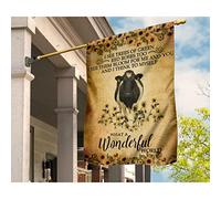 Bandiere Pirati Deluxe Bandiere All'Aperto Vintage Bandiera Da Giardino Decorazione Per Patio Interni Fattoria Mucca Da Latte D'Epoca Con Girasoli Che Dipinge "Che Mondo Meraviglioso" M