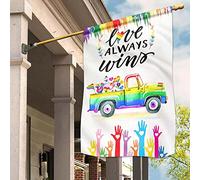 Bandiere Pirati Divertente Bandiera Da Cortile Durevole Bandiere All'Aperto Decorazione Per Patio Interni Esterni L'Amore Vince Sempre, Mani, Auto, Cuori, Arcobaleno Lgbt Pride M