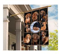 Bandiere Pirati Doppio Lato Bandiere All'Aperto Multicolore Bandiera Da Giardino Decorazione Per Interni Giardino Camera Da Letto Bassotto Cane Bassotto Luna Ti Amo Fino Alla Luna E Ritorno S