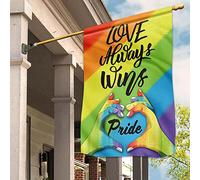 Bandiere Pirati Durevole Bandiera Da Cortile Multicolore Bandiera Da Giardino Decorazione Per Interni Giardino L'Amore Vince Sempre. Mano Che Crea Un Cuore. Mese Dell'Orgoglio Lgbt. M