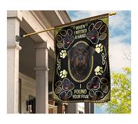 Bandiere Pirati Durevole Bandiere All'Aperto Doppio Lato Bandiera Da Giardino Decorazione Per Cortile Esterni Cane Rottweiler Nero Focato Quando Avevo Bisogno Di Una Mano Ho Trovato La Tua Zampa M