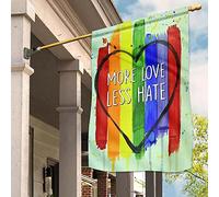 Bandiere Pirati Durevole Bandiere All'Aperto Doppio Lato Bandiera Da Giardino Decorazione Per Cortile Giardino Fattoria Più Amore, Meno Odio, Cuore, Mese Dell'Orgoglio Lgbt, Arcobaleno M