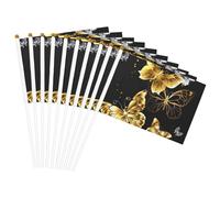 Bandiere portatili con farfalle bianche e dorate, con stampa nera, bandiere portatili, celebrazioni, feste, vacanze, decorazioni e eventi