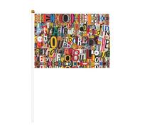 Bandiere portatili con stampa di lettere e numeri, 14 x 20,8 cm | 100% poliestere resistente agli strappi, colori vivaci che non sbiadiscono, confezione da 6/10, palo riutilizzabile da 30 cm