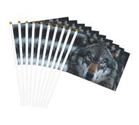 Bandiere portatili con stampa di lupo con occhi azzurri, bandiere portatili, decorazioni per matrimoni, anniversari, vacanze