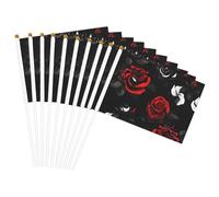 Bandiere portatili con stampa di rose nere bianche e rosse bandiere portatili eventi sportivi celebrazioni decorazioni per interni ed esterni