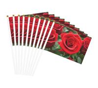 Bandiere portatili portatili con stampa di rose rosse, ideali per matrimoni, anniversari, vacanze