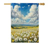 Bandiere primaverili con dente di leone, 71 x 101 cm, double face, per esterni, paesaggio floreale, tela verticale, bandiera per la casa, bandiera con stampa naturale scenica per cortile