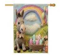 Bandiere primaverili pasquali per la casa degli asini, 71 x 101 cm, double face, per esterni, uova in feltro di lana, bandiere verticali standard per la casa, decorazione per la casa, casa colonica