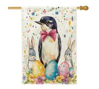 Bandiere primaverili pasquali rondini per la casa degli uccelli, 71 x 101 cm, double face, graziose uova di coniglietto floreale standard bandiere per la casa, bandiere da cortile con animali