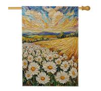 Bandiere primaverili per casa di fiori con margherite, 71 x 101 cm, double-face, per esterni, paesaggi floreali, tela verticale, bandiera per la casa, paesaggio naturale per cortile anteriore cortile