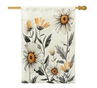Bandiere primaverili per la casa dei fiori a margherita 71 x 101 cm per esterni, semplici e carini fiori piante bandiere verticali in lino, decorazione per esterni con stampa botanica sul cortile