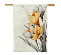 Bandiere primaverili per la casa dei fiori di zafferano croco 71 x 101 cm per esterni, semplici e carini fiori piante bandiere verticali standard in lino, decorazione per esterni con stampa botanica