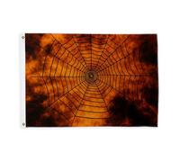 Bandiere ragnatela per esterni, Halloween spettrale cerchio web Halloween arancione banner decorativo per esterni con occhiello decorazione per giardino, ingresso, casa, patio, campeggio, 0,9 x 1,5 m