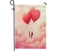 Bandiere romantiche da giardino per San Valentino, 30,5 x 45,7 cm, double face, per decorazione esterna, coppia di uomini e mogli, bandiera per casa, in tela, per amanti del divertimento all'aperto