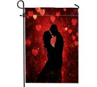 Bandiere romantiche da giardino per San Valentino, 30,5 x 45,7 cm, double face, per decorazione esterna, coppia di uomini e mogli, bandiera per la casa, per amanti del cortile o del prato