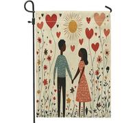 Bandiere romantiche da giardino per San Valentino, 30,5 x 45,7 cm, double face, per decorazione esterna, motivo coppia afroamericana retrò, bandiera per casa, amante dell'amore, piccola bandiera per