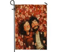 Bandiere romantiche da giardino per San Valentino, 30,5 x 45,7 cm, double face, per decorazione esterna, motivo coppia di uomini e mogli, bandiera per casa, amante dell'amore, piccola bandiera da