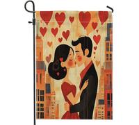 Bandiere romantiche da giardino per San Valentino, 30,5 x 45,7 cm, double face, per esterni, decorazione per esterni, coppia di uomini e mogli, bandiera per casa da cortile, per amanti del