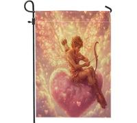 Bandiere romantiche per giardino fatato di San Valentino, 30,5 x 45,7 cm, double face, per esterni, divertente, estetica, rosa, amore, cuore, bandiera, tela, casa, vacanze, all'aperto, piccola