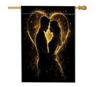 Bandiere romantiche per la casa di San Valentino, 71 x 101 cm, double-face, per esterni, coppia di uomini e mogli, in lino, verticale, per la casa, per amanti del cortile