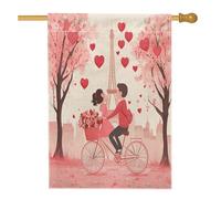 Bandiere romantiche per la casa di San Valentino, 71 x 101 cm, double-face, per esterni, coppia di uomini e mogli, bandiera verticale standard per la casa, per amanti del divertimento sul cortile del