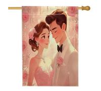 Bandiere romantiche per la casa di San Valentino, 71 x 101 cm, double face, per esterni, coppia di uomini e mogli, bandiera verticale in tela di lino, per amanti del divertimento sul cortile