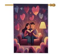 Bandiere romantiche per la casa di San Valentino, 71 x 101 cm, double face, per esterni, coppia di uomini e mogli, bandiere verticali standard per la casa, decorazione per la casa in tela per amanti