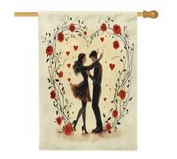 Bandiere romantiche per la casa di San Valentino, 71 x 101 cm, double face per esterni, retro coppia uomo e moglie bandiere verticali standard per la casa, amore amante anteriore cortile decorazione