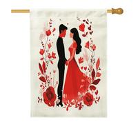 Bandiere romantiche per la casa di San Valentino, 71 x 101 cm, per esterni, bandiere verticali in lino standard per coppia uomo e moglie, amanti dell'amore, decorazione per esterni stampata sul
