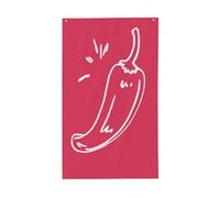 Bandiere rosa con linea rossa e peperoncino per la casa, 0,9 x 1,5 m, striscione di auguri con occhielli per interni ed esterni, decorazioni per la casa